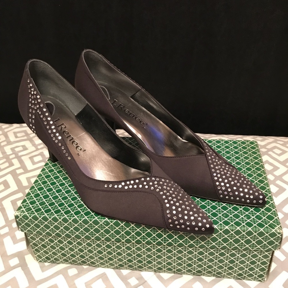 J’Renee 3” Black Rhinestones Heels